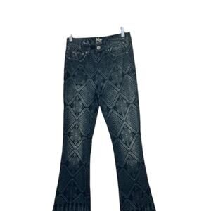 Aero Tokyo Darling High Waisted Flare Diamond Patterned Jeans Size 4 Regular New